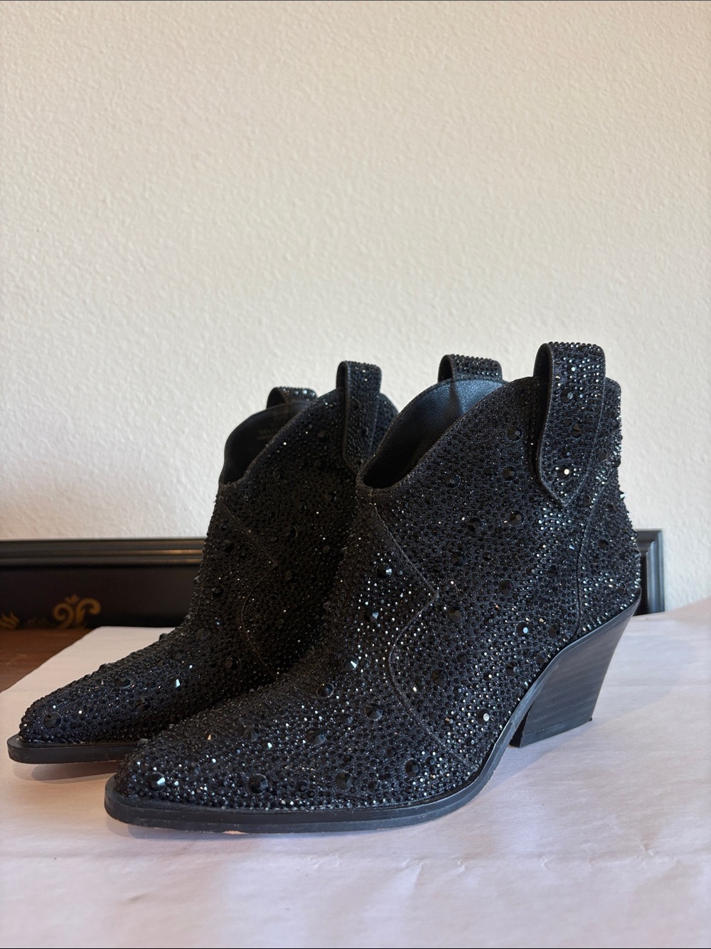 Jessica Simpson Black Ankle Boots Glitter Galor - Picture 4 of 5
